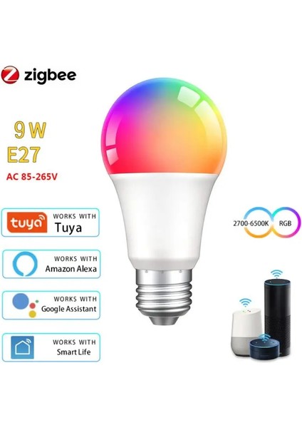 Evet Stil 9W Tuya Akıllı Ampul Zigbee Kablosuz Uygulama Zamanlama LED Işıkları Rgbw E27 Lamkk Alexa Google Home Üzerinden Ses Kontrolü (Yurt Dışından)