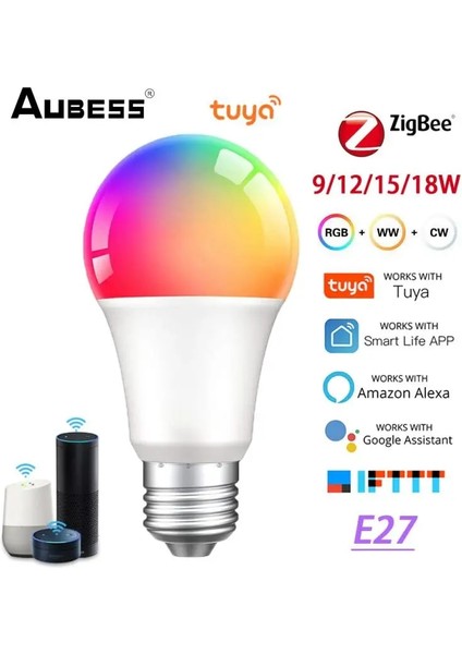 Evet Stil 9W Tuya Akıllı Ampul Zigbee Kablosuz Uygulama Zamanlama LED Işıkları Rgbw E27 Lamkk Alexa Google Home Üzerinden Ses Kontrolü (Yurt Dışından) fiyatları