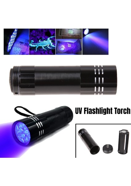 3 Saat Siyah Mini Uv Lamba Alüminyum Uv Ultra Violet 9 LED Mor El Feneri Torch Işık Lambası Para Muayene Için (Yurt Dışından)