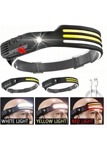 Siyah Stil F Sensör Far Cob LED Kafa Lambası El Feneri USB Şarj Edilebilir Balıkçılık Kafa Torch Aydınlatma Nitecore Işık Pil ile USB Şarjı (Yurt Dışından) fiyatları