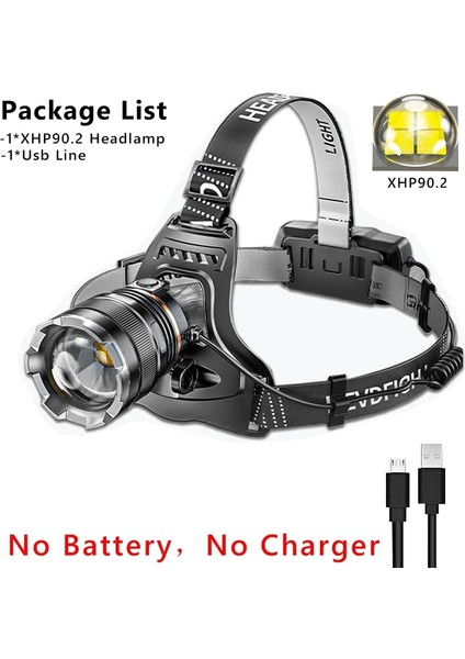 E-XHP90.2 Tarzı E-XHP90.2 Lm Yükseltme Far Sensörü XHP90 Balıkçılık Far Pil El Feneri USB Şarj Edilebilir Farlar Torch Fener (Yurt Dışından)