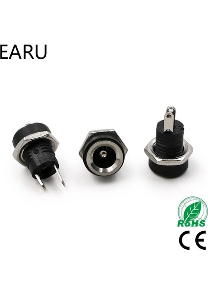 10 Adet Tarzı A 12V Dc Güç Kaynağı Jak Soket Dişi Panel Montaj Konnektörü Fiş Adaptörü 2 Terminal Tipleri 5.5*2.1 (Yurt Dışından)