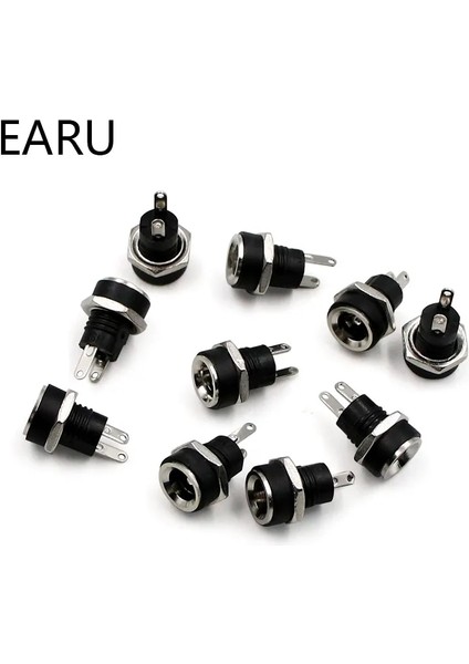 10 Adet Tarzı A 12V Dc Güç Kaynağı Jak Soket Dişi Panel Montaj Konnektörü Fiş Adaptörü 2 Terminal Tipleri 5.5*2.1 (Yurt Dışından)