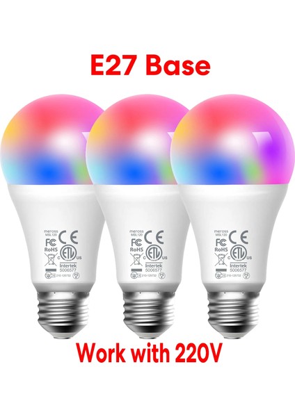 9W Tarzı Pembe Meross Akıllı Ampul Wifi Ampul LED Lamba Rgbww Kısılabilir E26 E27 B22 9W(60W Eşdeğer) Destek Alexa Google Home Smartthings (Yurt Dışından)