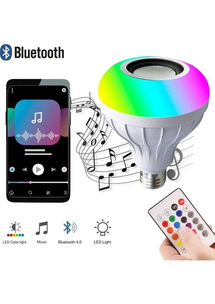 1 Bilgisayar Akıllı 12W Bluetooth LED Rgb Ses Kutusu Müzikal Işık Kutusu Ses Kısılabilir Ampul E27 Lamba Uzaktan Kumanda ile (Yurt Dışından)