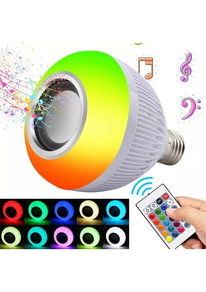 1 Bilgisayar Akıllı 12W Bluetooth LED Rgb Ses Kutusu Müzikal Işık Kutusu Ses Kısılabilir Ampul E27 Lamba Uzaktan Kumanda ile (Yurt Dışından)