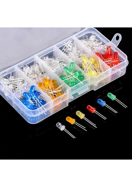 Işık Yayan Diyotlar 6 Renk Elektronik Bileşenler 5mm Çeşitli Renk Dıy LED Işık Yayan Diyot Seti Kutusu (Yurt Dışından)