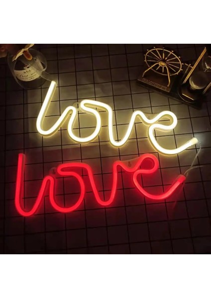 Kırmızı Aşk Neon Işık Burcu LED Mektup Gece Lambası Pil USB Powered Gece Lambası Noel Sevgililer Teklifi Düğün Dekor Için (Yurt Dışından)