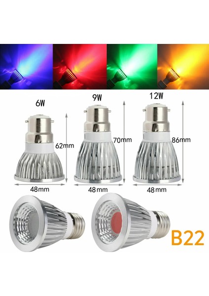 6W Tarzı B22 E12 E14 E27 B22 GU10 Gu5.3 LED Spot Ampul Kısılabilir Cob 6W 9W 12W Enerji Tasarruflu Ultra Parlak Lamba Ev Partisi Ac 110V 220V (Yurt Dışından)