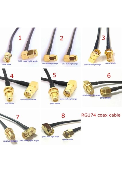 Tip6-1 Adet Tarzı 5 Milyon RG174 Sma Sma Erkek Dişi Bağlantı Derecesi Sağ Açı Rpsma Rpsma Dişi Uzatma Kablosu Bakır Tel Için RG-174 Anten (Yurt Dışından)