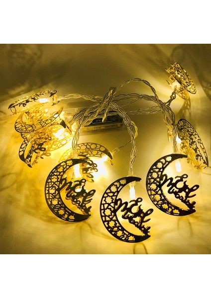 F Ramazan Kareeled Ay Yıldız LED Dize Işıklar Pil Kumandalı Çelenk Eid Mubarak Islam Müslüman Eid Al-Fitr Dekor (Yurt Dışından) fırsatları