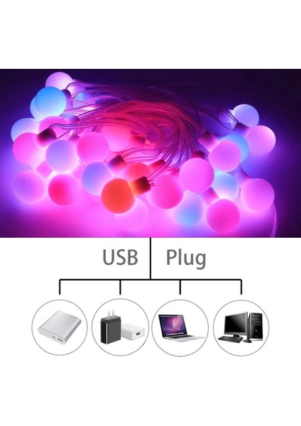 60LED Tarzı Mor DC5V WS2812B Rüya Renkli Rgb LED Yuvarlak Top Dize Işıklar Noel Partisi Doğum Günü Dekorasyon Bireysel Olarak Adreslenebilir IP67 (Yurt Dışından)