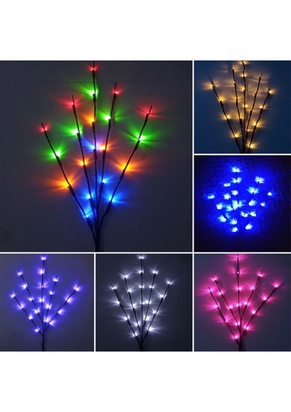 Mor 20 LED Peri Işıklı Dal Dalları Pille Çalışan Işıklı Kahverengi Söğüt Dalları Uzun Vazo Dolgu Söğüt Dal Lambası (Yurt Dışından)