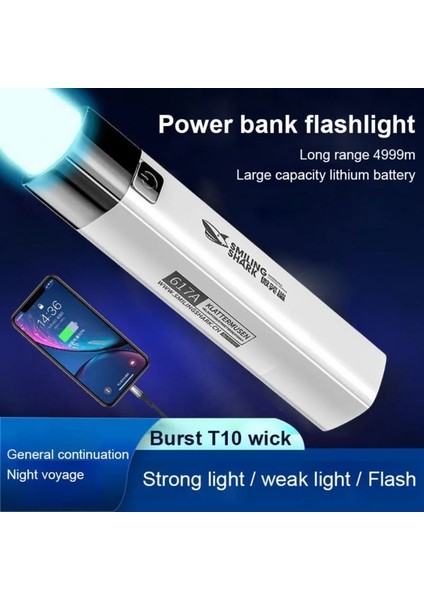 Siyah 2 In Lm Mini Torch Güç Bankası Ultra Parlak Taktik LED El Feneri Dış Aydınlatma USB Şarj Kablosu ile 3 Mod (Yurt Dışından)