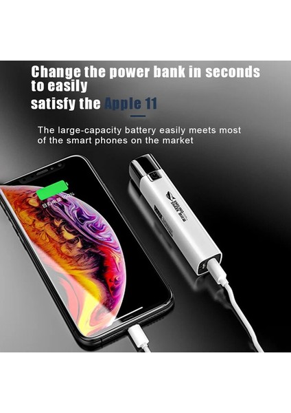 Siyah 2 In Lm Mini Torch Güç Bankası Ultra Parlak Taktik LED El Feneri Dış Aydınlatma USB Şarj Kablosu ile 3 Mod (Yurt Dışından)