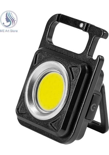 Siyah Çok Fonksiyonlu Mini Parlama Cob Anahtarlık Kolye Işık USB Şarj Acil Işık Güçlü Manyetik Onarım Çalışması Açık Kamp (Yurt Dışından)