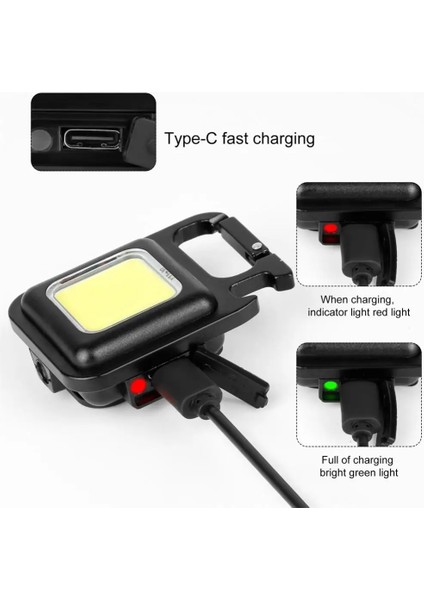 USB Stili 2 Adet LED Çok Fonksiyonlu Marging Acil Durum Lambası Taşınabilir Cob Anahtarlık Çalışma Işığı USB Güçlü Manyetik Onarım Dış Mekan Işığı (Yurt Dışından)
