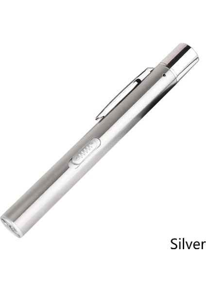 Gümüş USB Şarj Edilebilir Tıbbi Kullanışlı Kalem Işık Mini Hemşirelik El Feneri LED Torch Lambası Paslanmaz Çelik Klip Cep LED El Feneri (Yurt Dışından)