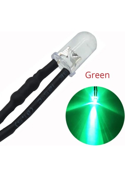 Yeşil mm Ön Kablolu LED Yuvarlak Işık Lamba Ampul Boncuk Kablo Dc 12 V 20 cm Beyaz Dekorasyon Işık Yayan Diyotlar Önceden Lehimlenmiş (Yurt Dışından)
