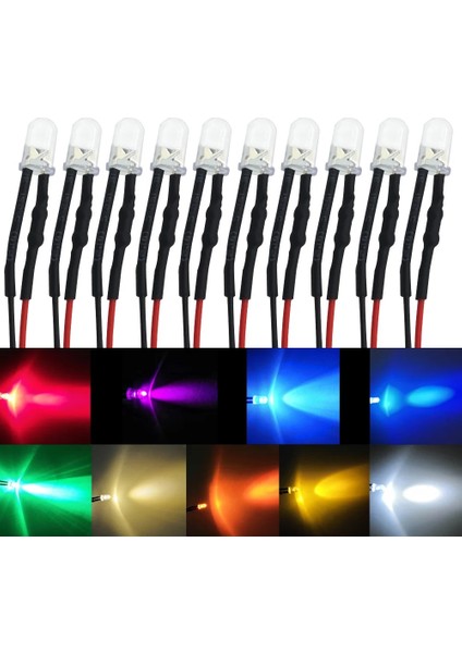 Yeşil mm Ön Kablolu LED Yuvarlak Işık Lamba Ampul Boncuk Kablo Dc 12 V 20 cm Beyaz Dekorasyon Işık Yayan Diyotlar Önceden Lehimlenmiş (Yurt Dışından)