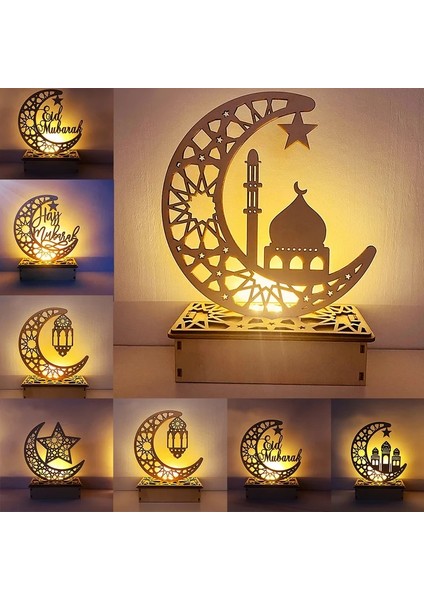 Mor Ramazan Dekorasyon Festivali Ahşap Ay Yıldız Işıkları Deco Yatak Odası Dekorasyonu Ramada Ramazan Parti Aydınlatma Dekoratif Lambalar (Yurt Dışından)