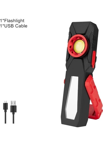 A USB Şarj Edilebilir El Feneri Cob LED Çalışma Işığı Manyetik Asılı Kanca Lambası Araba Tamir Muayene Lambası Açık Kamp Için (Yurt Dışından)