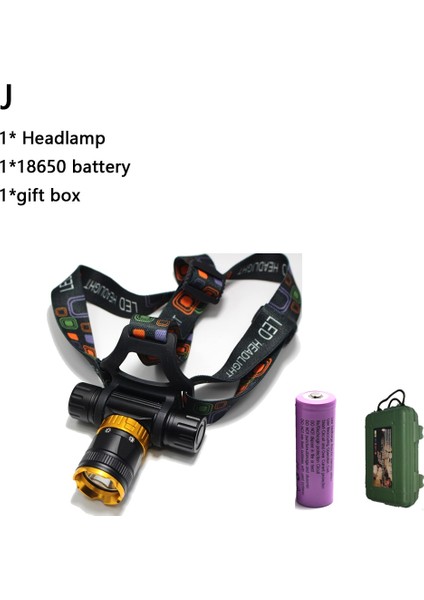 Gri Tarzı J 4000 Lümen -T6 Spearfishing Dalış Kafası Lambası Su Geçirmez Far LED Aydınlatma LED Far Torch + 1 * Pil + Acşarj (Yurt Dışından)