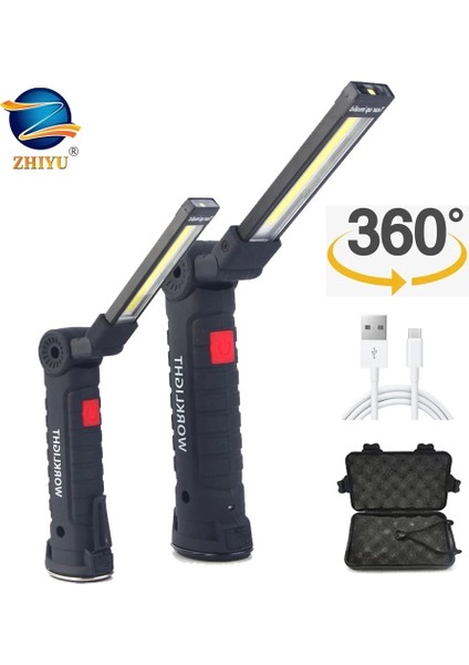 Büyük Zhıyu 5 Modu Cob Çalışma El Feneri LED Torch Araç Tamir Lambaları USB Şarj Edilebilir Mıknatıs Dönen Taşınabilir Işıklar (Yurt Dışından) fiyatları