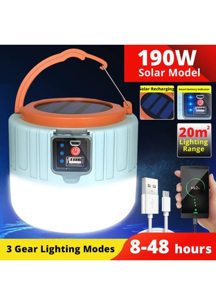 NO.509 Boyutu Taşınabilir Işık Yüksek Güçlü Kamp Lambası Güneş Şarj Edilebilir El Feneri Dış Aydınlatma Acil Fener Kamp Çadırı Spot Işığı (Yurt Dışından)