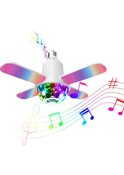 B Renkli LED E27 Ampul 4 Yapraklı Lamba Müzik Bluetooth Ses Katlanır Uzaktan Kumanda Noel Projeksiyon Yıldızlı Işık (Yurt Dışından)