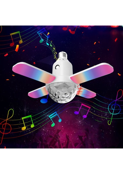 B Renkli LED E27 Ampul 4 Yapraklı Lamba Müzik Bluetooth Ses Katlanır Uzaktan Kumanda Noel Projeksiyon Yıldızlı Işık (Yurt Dışından)