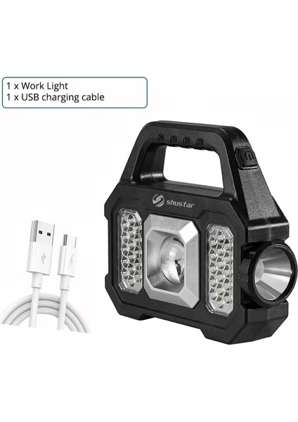 Gümüş-Led Yüksek Güç LED El Fenerleri Şarj Edilebilir Kamp Çalışma Işığı Çok Fonksiyonlu Taşınabilir Işık Solar Şarj 6 Aydınlatma Modu (Yurt Dışından)