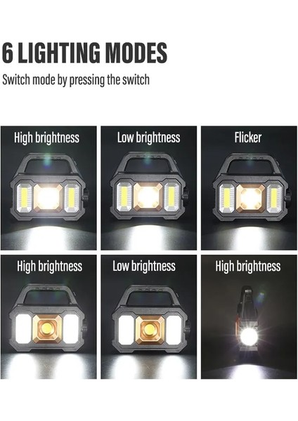 Gümüş-Led Yüksek Güç LED El Fenerleri Şarj Edilebilir Kamp Çalışma Işığı Çok Fonksiyonlu Taşınabilir Işık Solar Şarj 6 Aydınlatma Modu (Yurt Dışından) fırsatları