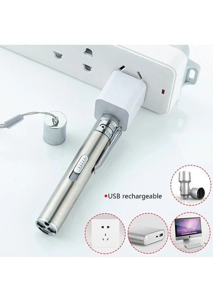 2 Adet 3in1 USB Şarj Edilebilir LED El Feneri Yüksek Li Güçlü Mini LED Torch Su Geçirmez Tasarım Penlight Metal Klipsli Asılı (Yurt Dışından) indirimleri