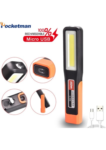 Güçlü Cob LED Çalışma Işığı Araba Garaj Mekanik Lamba USB Şarj Edilebilir El Feneri Manyetik Torch Acil Işık Uyarı Işığı (Yurt Dışından)