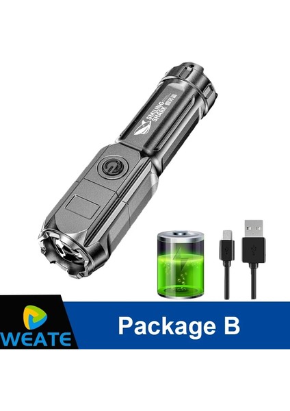 1 Bilgisayar Güçlü LED El Feneri Lümen Taktik El Fenerleri Şarj Edilebilir USB Su Geçirmez Zoom Balıkçılık Avcılık LED El Feneri (Yurt Dışından)