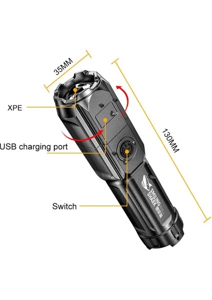 1 Bilgisayar Güçlü LED El Feneri Lümen Taktik El Fenerleri Şarj Edilebilir USB Su Geçirmez Zoom Balıkçılık Avcılık LED El Feneri (Yurt Dışından) modelleri