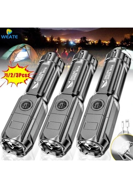 1 Bilgisayar Güçlü LED El Feneri Lümen Taktik El Fenerleri Şarj Edilebilir USB Su Geçirmez Zoom Balıkçılık Avcılık LED El Feneri (Yurt Dışından) indirimleri