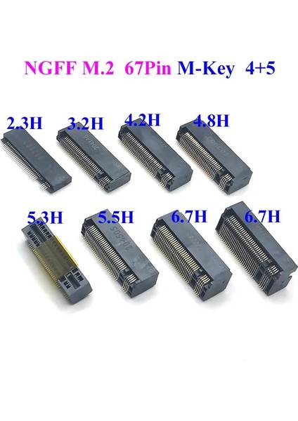 M-Key Stili 5,5 Saat 1 Adet Yenı M.2 Konektörü 67 P A B E M Anahtar Ngff Arayüz Soketi SSD H = SSD Yuvası Ngff Soket (Yurt Dışından)