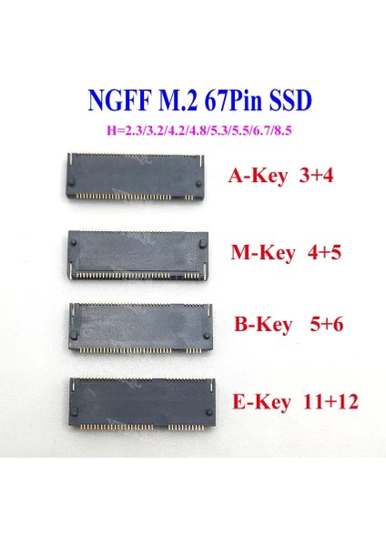 M-Key Stili 5,5 Saat 1 Adet Yenı M.2 Konektörü 67 P A B E M Anahtar Ngff Arayüz Soketi SSD H = SSD Yuvası Ngff Soket (Yurt Dışından) modelleri