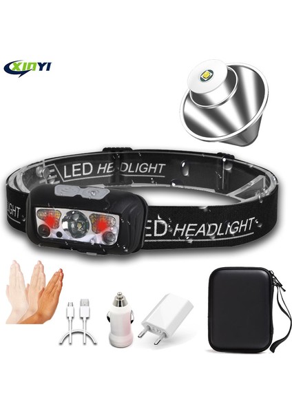 B Body Motion Senslm Mini LED Far USB Şarj Edilebilir Far Beyaz + Kırmızı Modu Kamp El Feneri Başkanı Işık Lambası (Yurt Dışından) fiyatları