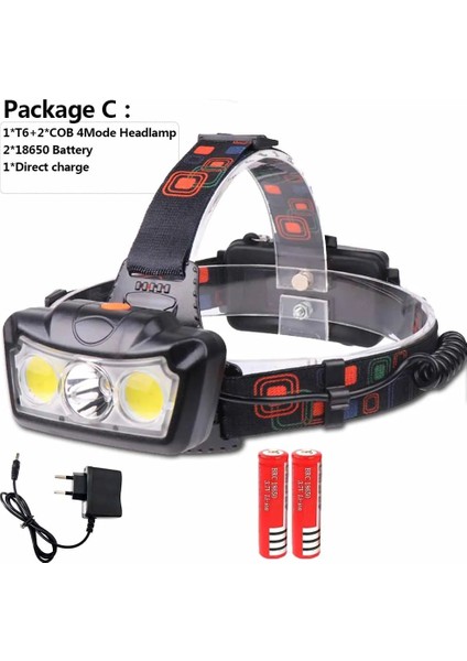 C 4000LM LED Far T6 + Cob LED Far Kafa Lambası El Feneri Torch Lanterna Kafa Lambası 2 * Pil Kullanın (Yurt Dışından)