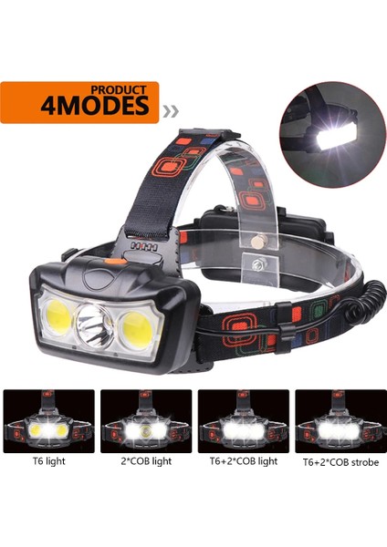 C 4000LM LED Far T6 + Cob LED Far Kafa Lambası El Feneri Torch Lanterna Kafa Lambası 2 * Pil Kullanın (Yurt Dışından) fırsatları