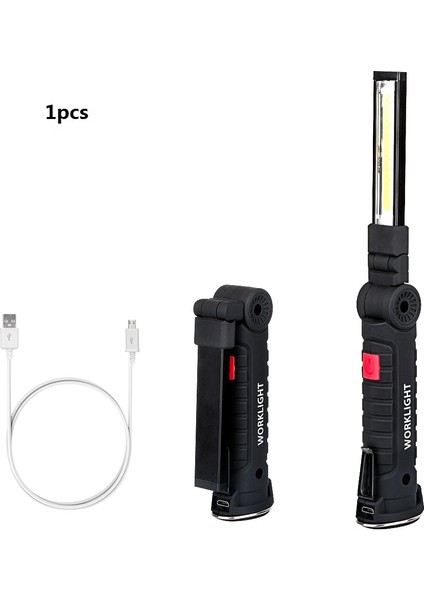 1 Parça Manyetik Çalışma Işığı 5 Mod Cob LED El Feneri Çift USB Arayüzü Tor Derece Döner Asılı Kanca Araba Tamiri Için (Yurt Dışından)