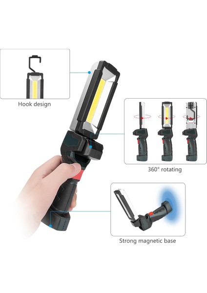 1 Parça Manyetik Çalışma Işığı 5 Mod Cob LED El Feneri Çift USB Arayüzü Tor Derece Döner Asılı Kanca Araba Tamiri Için (Yurt Dışından) fırsatları