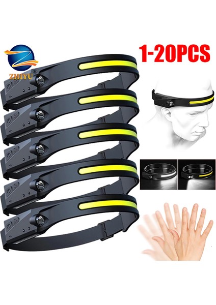 1 Parça Cob Indüksiyon Far USB Şarjlı LED Far El Feneri Dahili Pil Baş Feneri Açık Balıkçılık Kamp Feneri (Yurt Dışından)