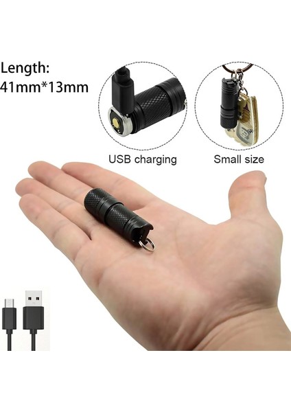 Döndür Ultra Parlak Mini Anahtarlık El Fenerleri Alüminyum Alaşımlı Küçük Fener Beyaz Işık Şarj Edilebilir Su Geçirmez Cep Torch Kamp Için (Yurt Dışından)