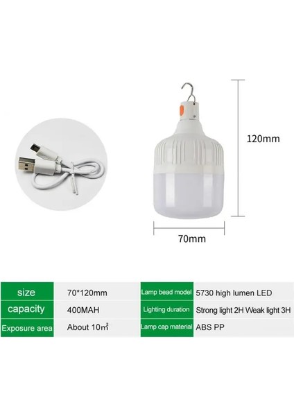 BEYAZ-60W Şarj Edilebilir Kamp LED Işıkları W Taşınabilir Acil Durum Ampul Usb'den LED Lamba Ampul Gece Pazarı Kesintisi Süper Parlak Yağmur (Yurt Dışından)