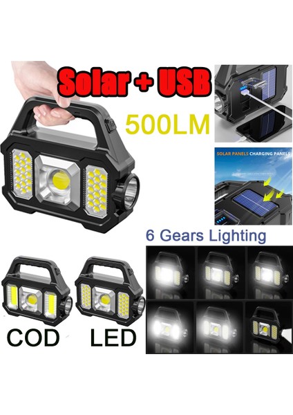 D 6 Vitesli Şarj Edilebilir Lamba Su Geçirmez Taşınabilir Kamp Feneri Güneş USB Kamp Işıkları Outdlm Için Taşınabilir El Feneri (Yurt Dışından) modelleri