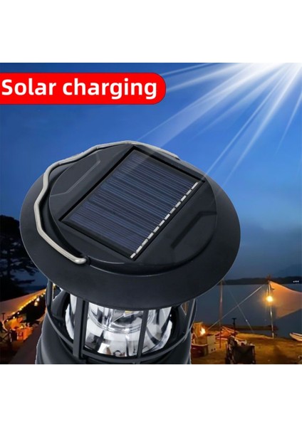 30COB-SIYAH Vintage Solar Şarj Kamp Işık Taşınabilir Şarj Edilebilir Lamba Asılı Fener Açık Su Geçirmez Işık Çadır Ekipmanları Malzemeleri (Yurt Dışından) modelleri